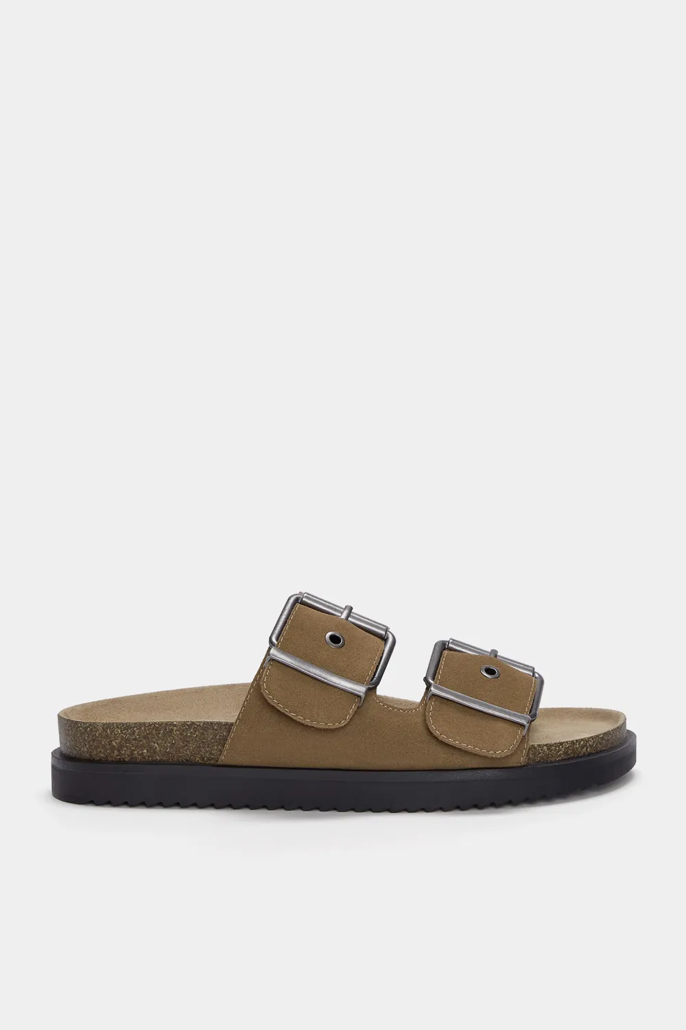 Sandalias planas serraje hebillas