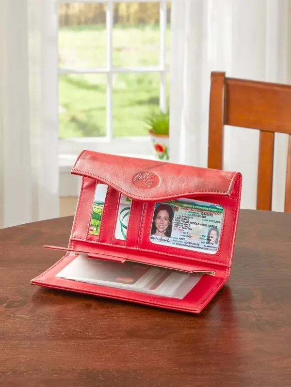 Women's Leather RFID-Blocking Organizer Clutch
