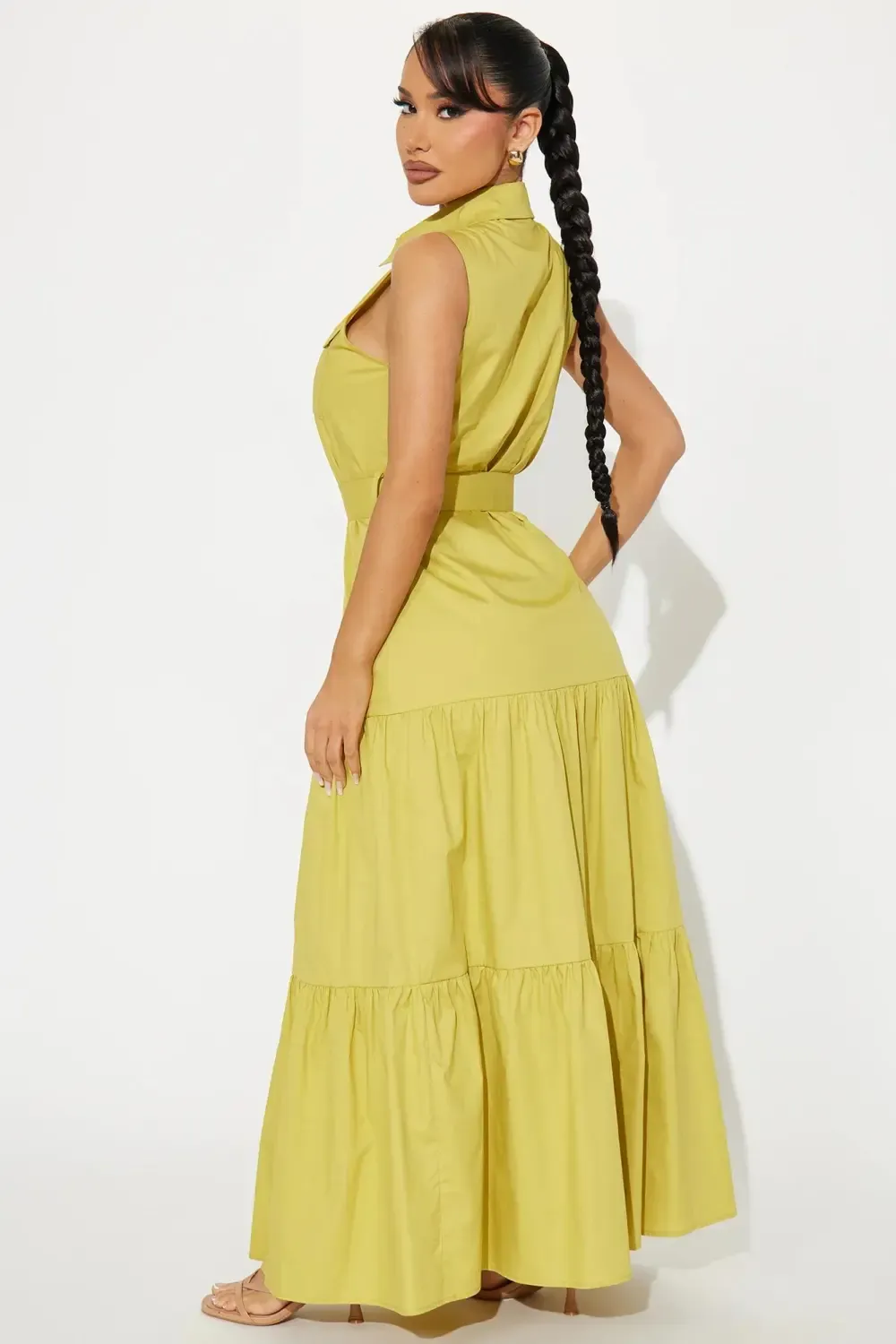 Michaela Poplin Maxi Dress - Chartreuse