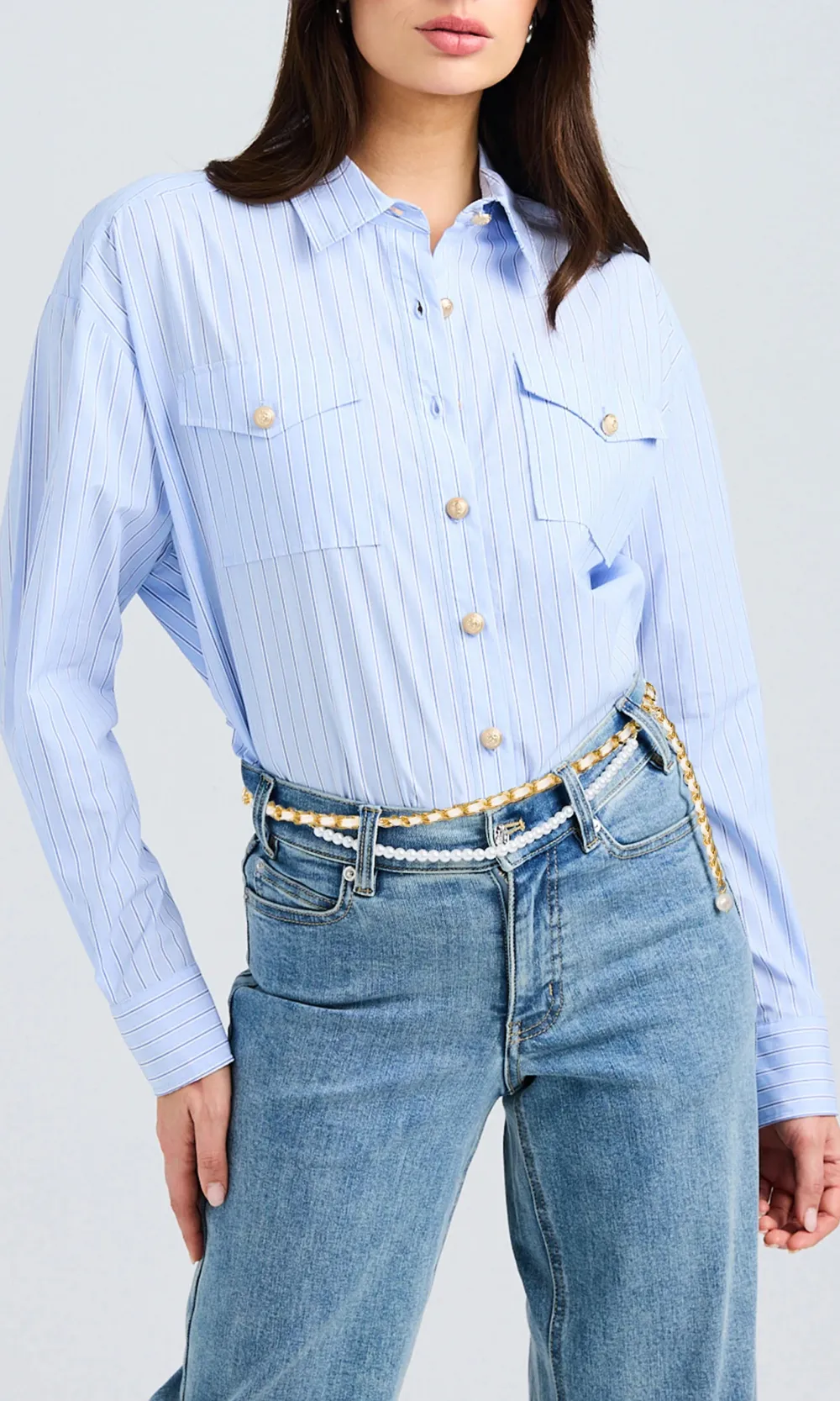 Michelle Pinstripe Poplin Shirt