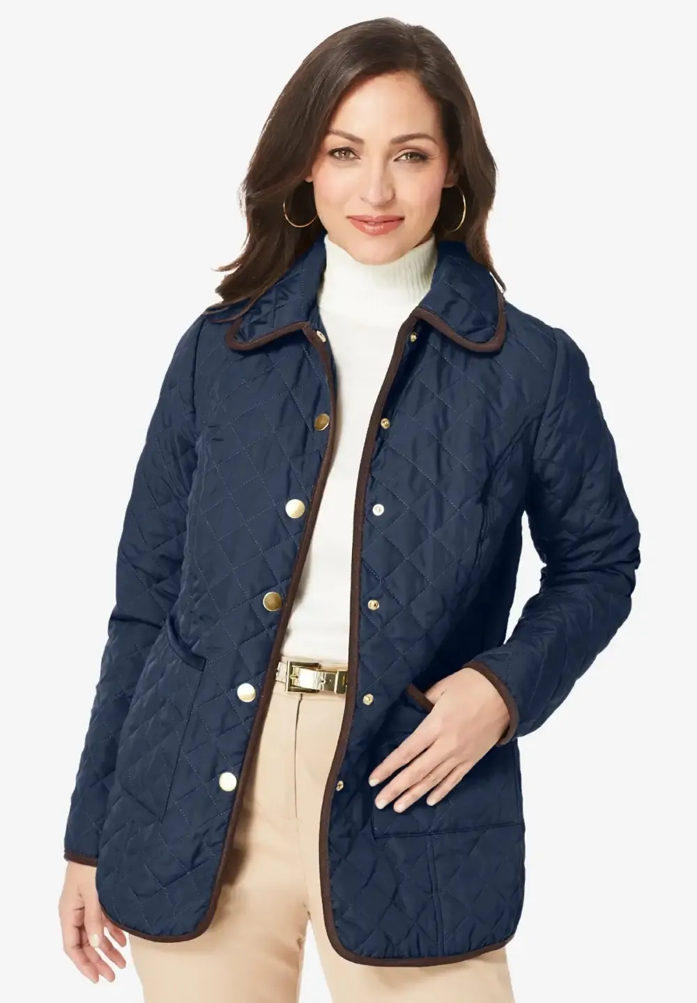 Snap-Front Quilted Coat