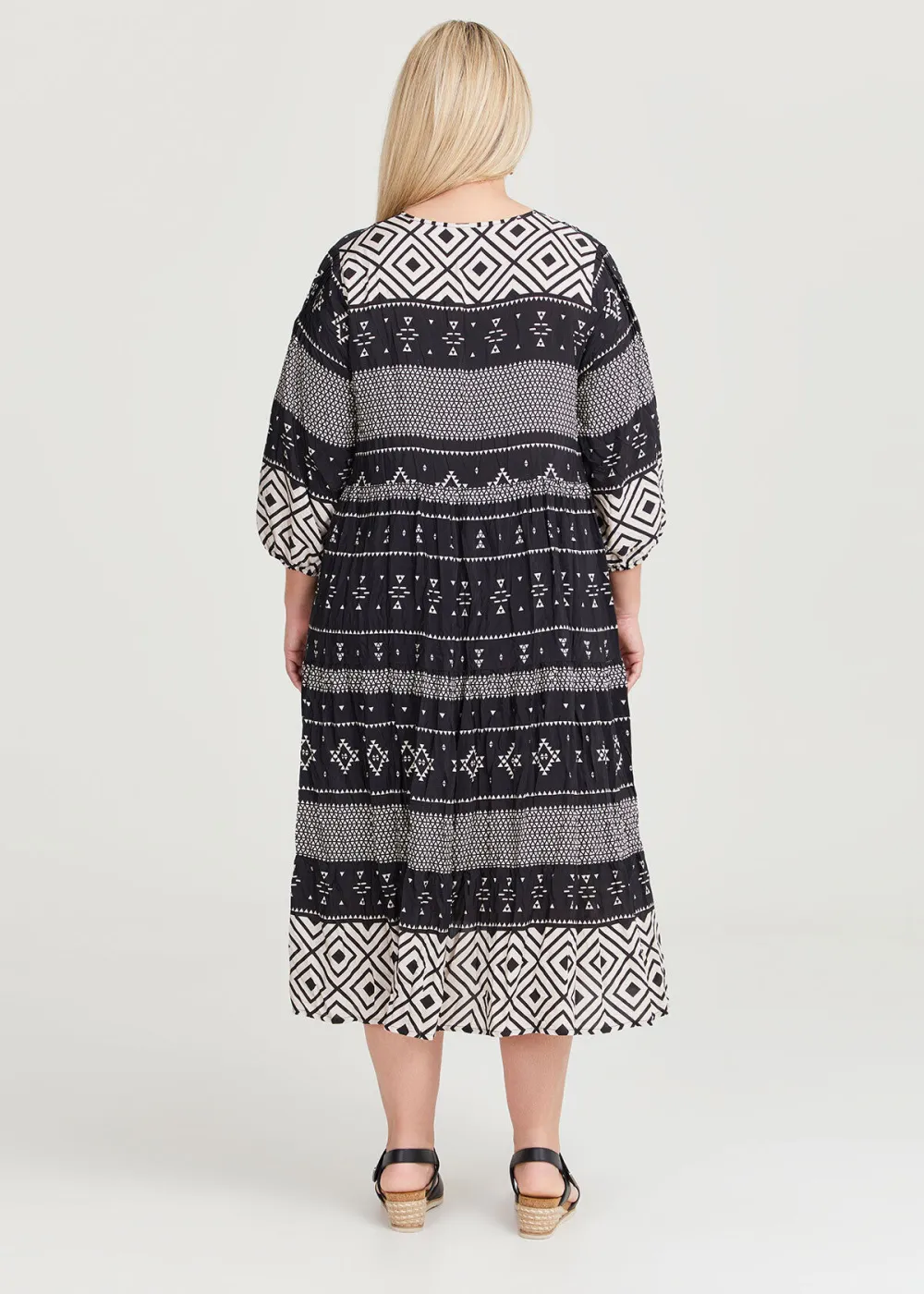 V-neck Natural Tier Maxi Dress