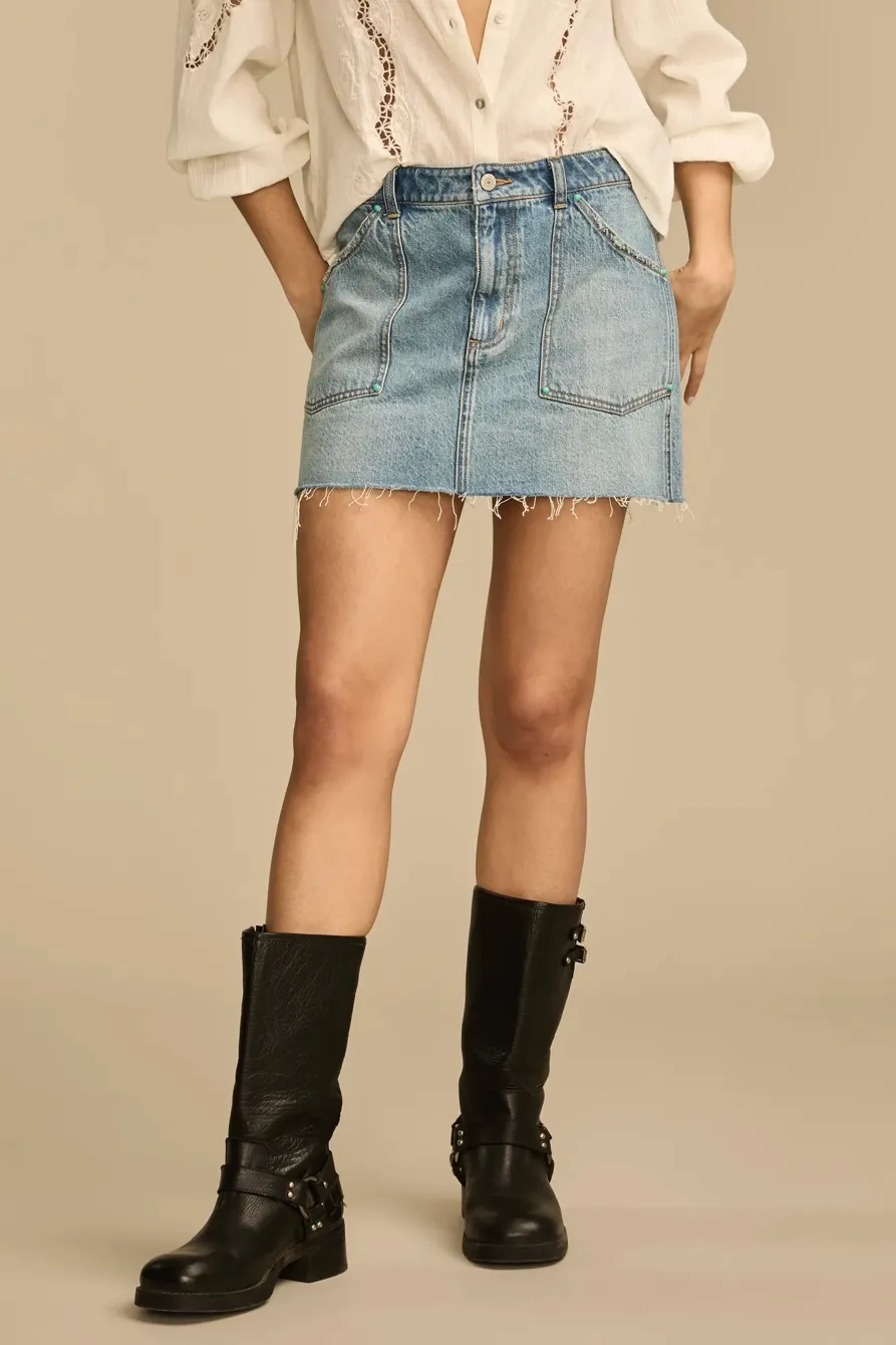 Gold Rush Denim Wester Midi Skirt