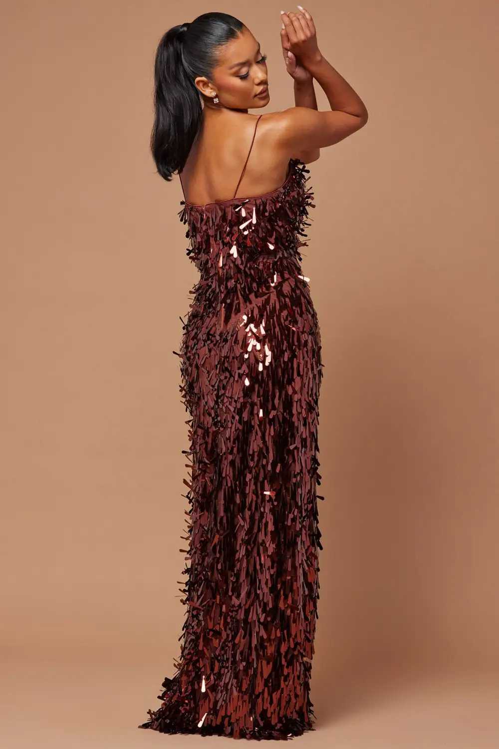 Emilia Paillette Maxi Dress - Bronze