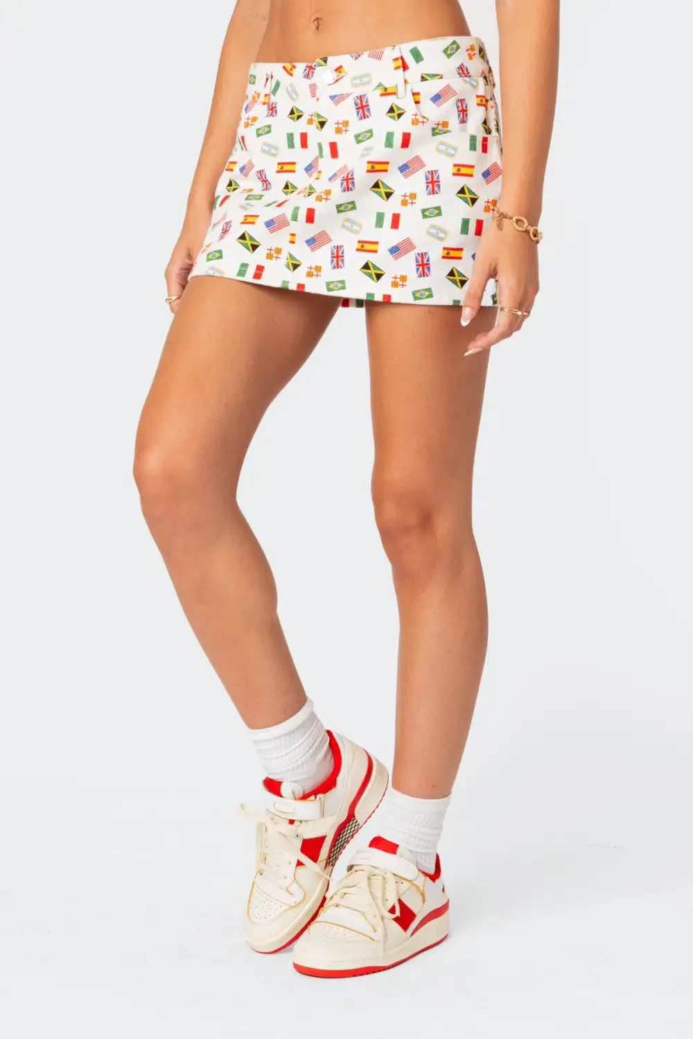 Traveler Printed Denim Mini Skirt