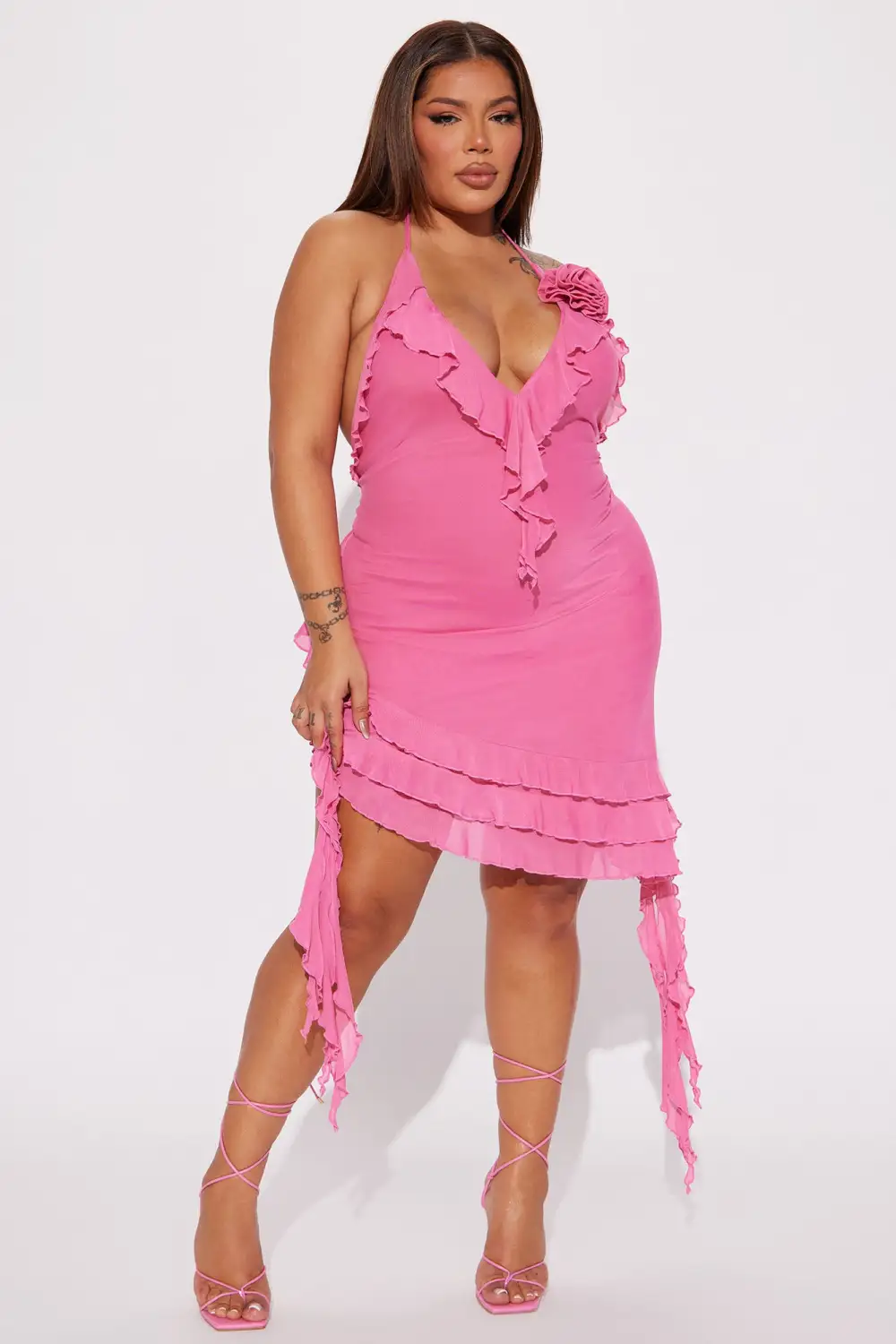 Paris Life Mesh Mini Dress - Fuchsia