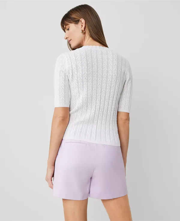 Scalloped Pointelle Sweater
