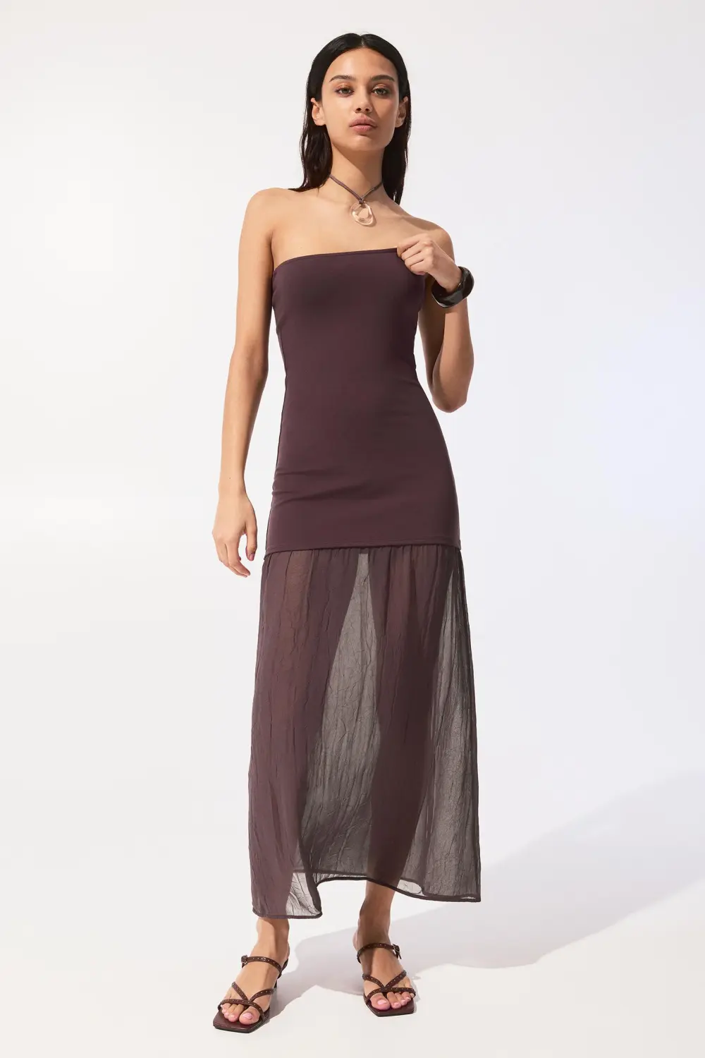 Vestido midi doble tejido