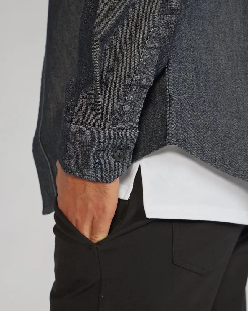 Tech Denim Long Sleeve Button Down