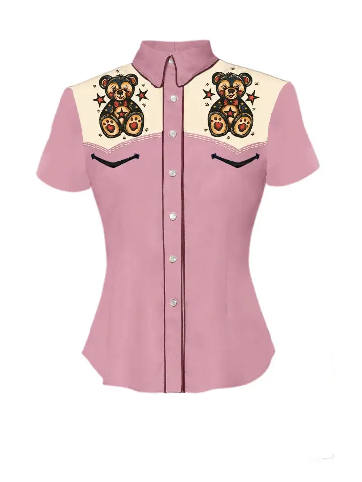 Women's Baby Bear Doll Print Shirt
