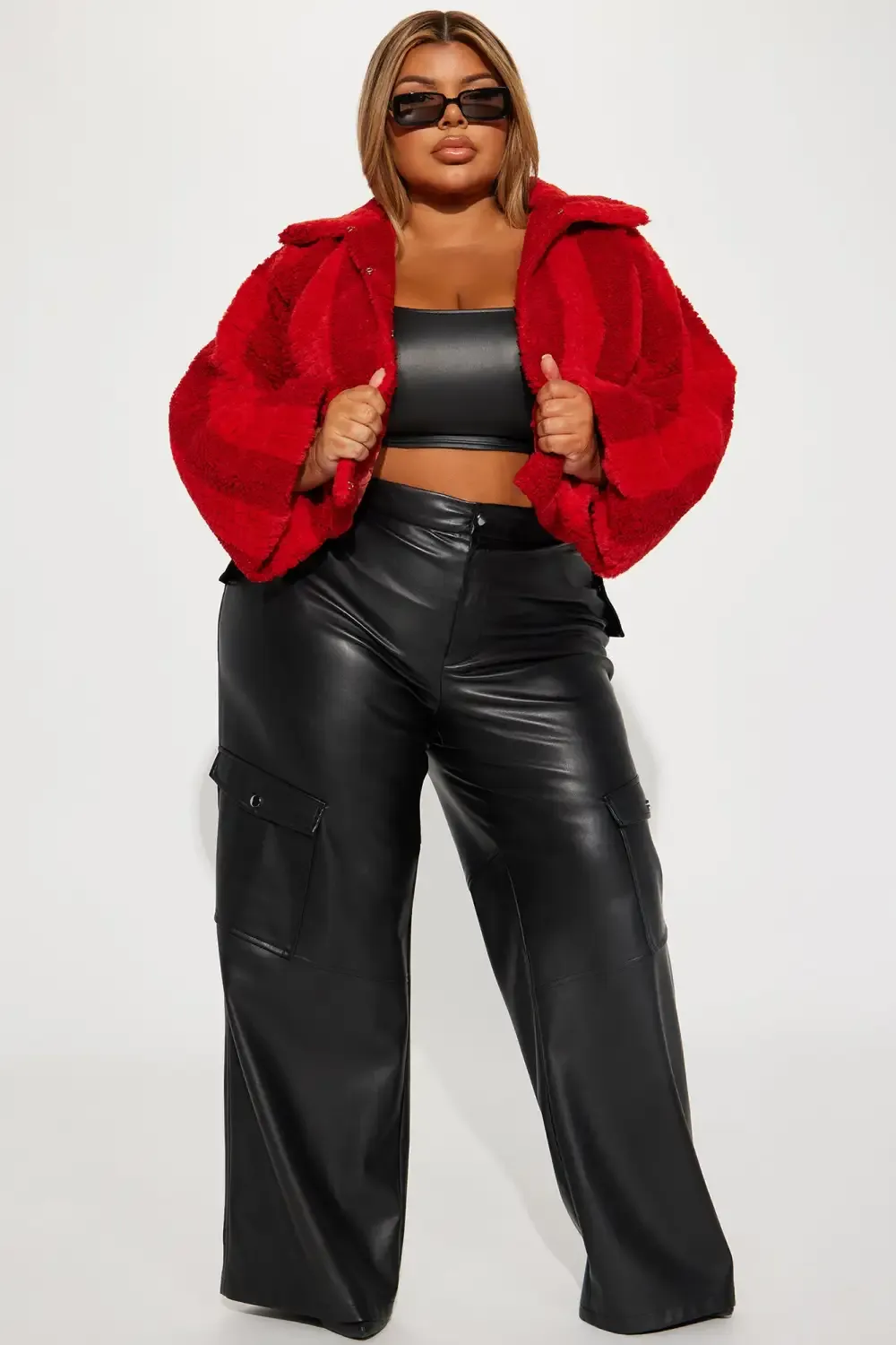 Hot Babe Faux Fur Jacket - Red/combo