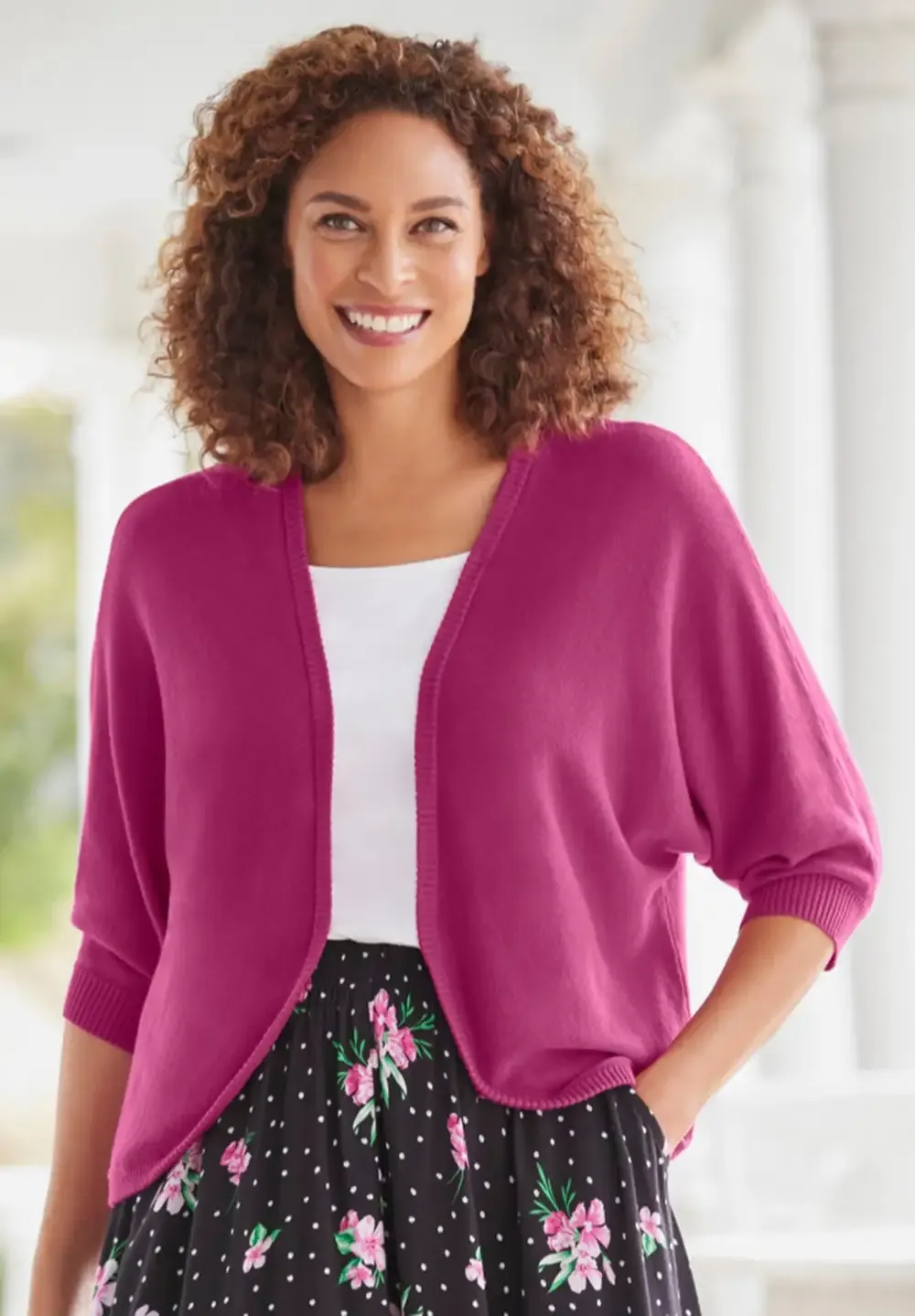 Rib Trim Cardigan Shrug