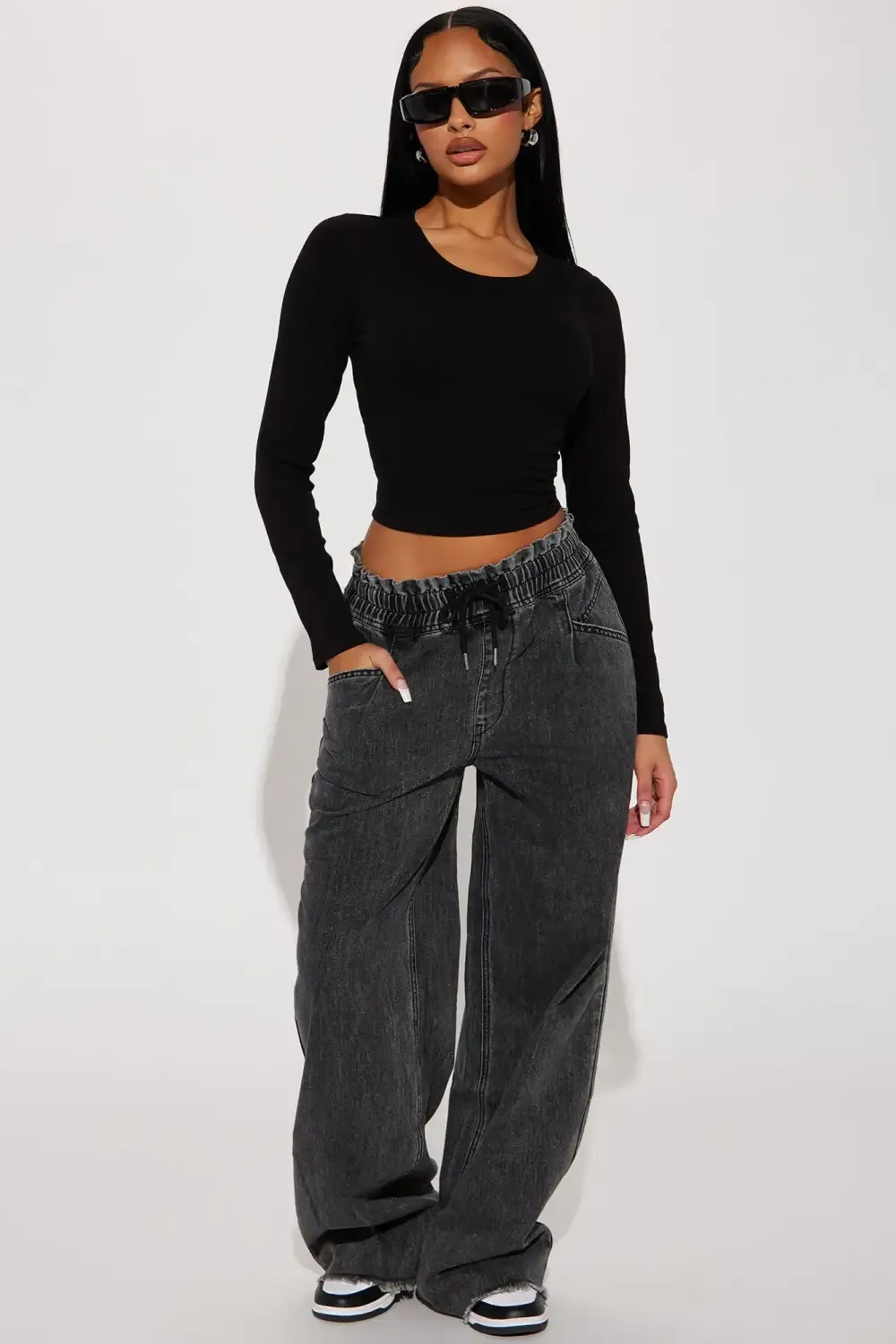 Nelly Non Stretch Easy Waist Jeans - Black Wash