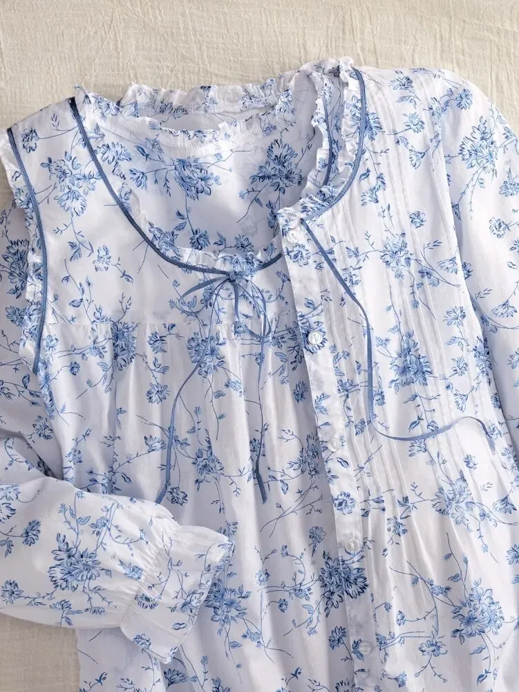 Ella Simone Blue Danube Floral Sleeveless Nightgown