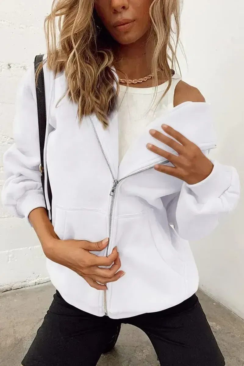 Women's Cute Hoodies Teen Girl Fall Jacket Oversized Sweatshirts Casual Drawstring Zip Up Y2K Hoodie with Pocket