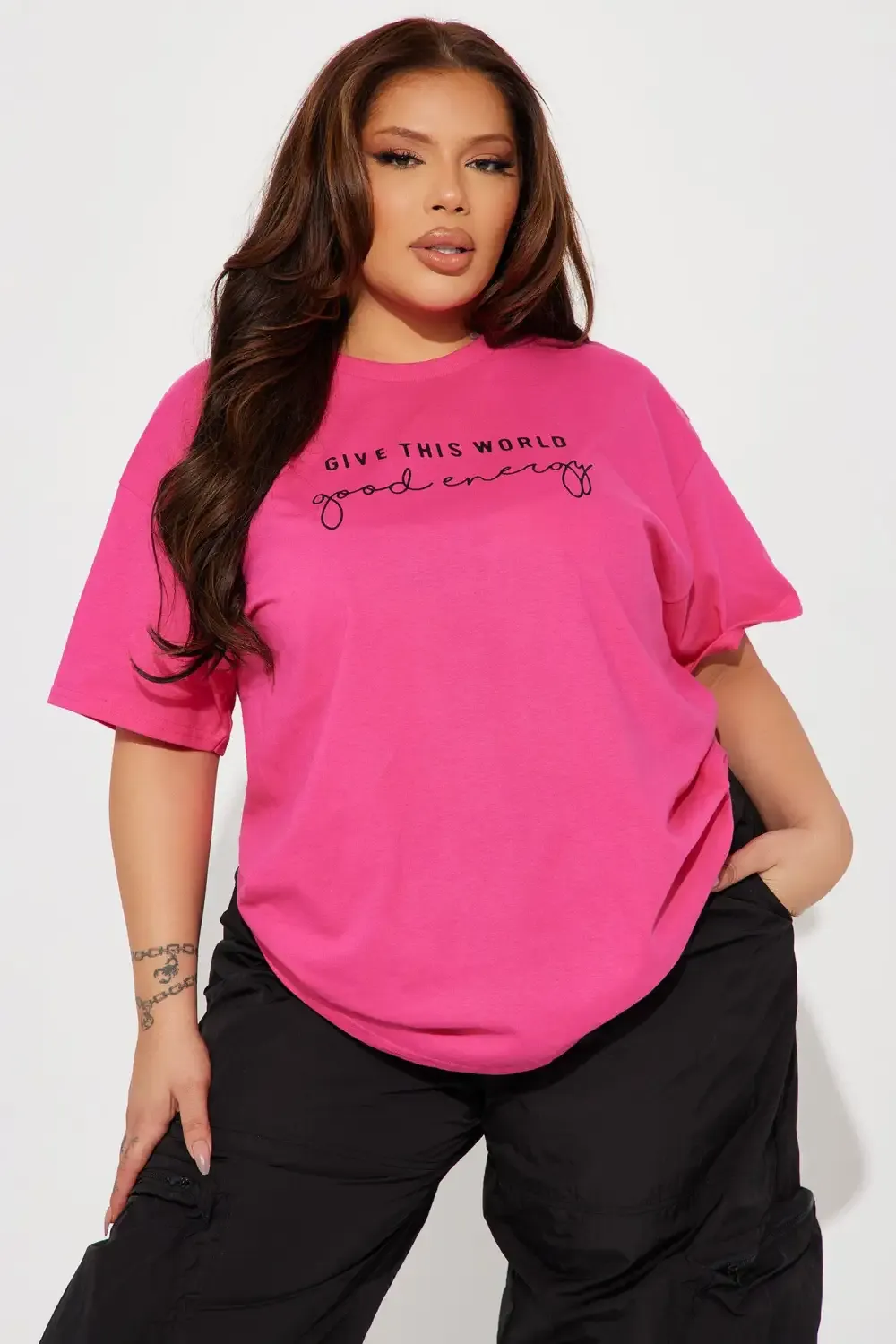 Give This World Good Energy Short Sleeve Top - Pink