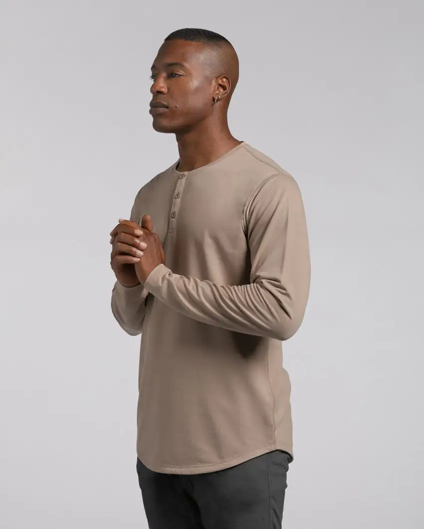 Henley Drop-Cut Long Sleeve: Lux