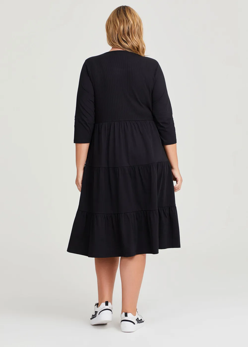 Cotton Rib Tiered Dress