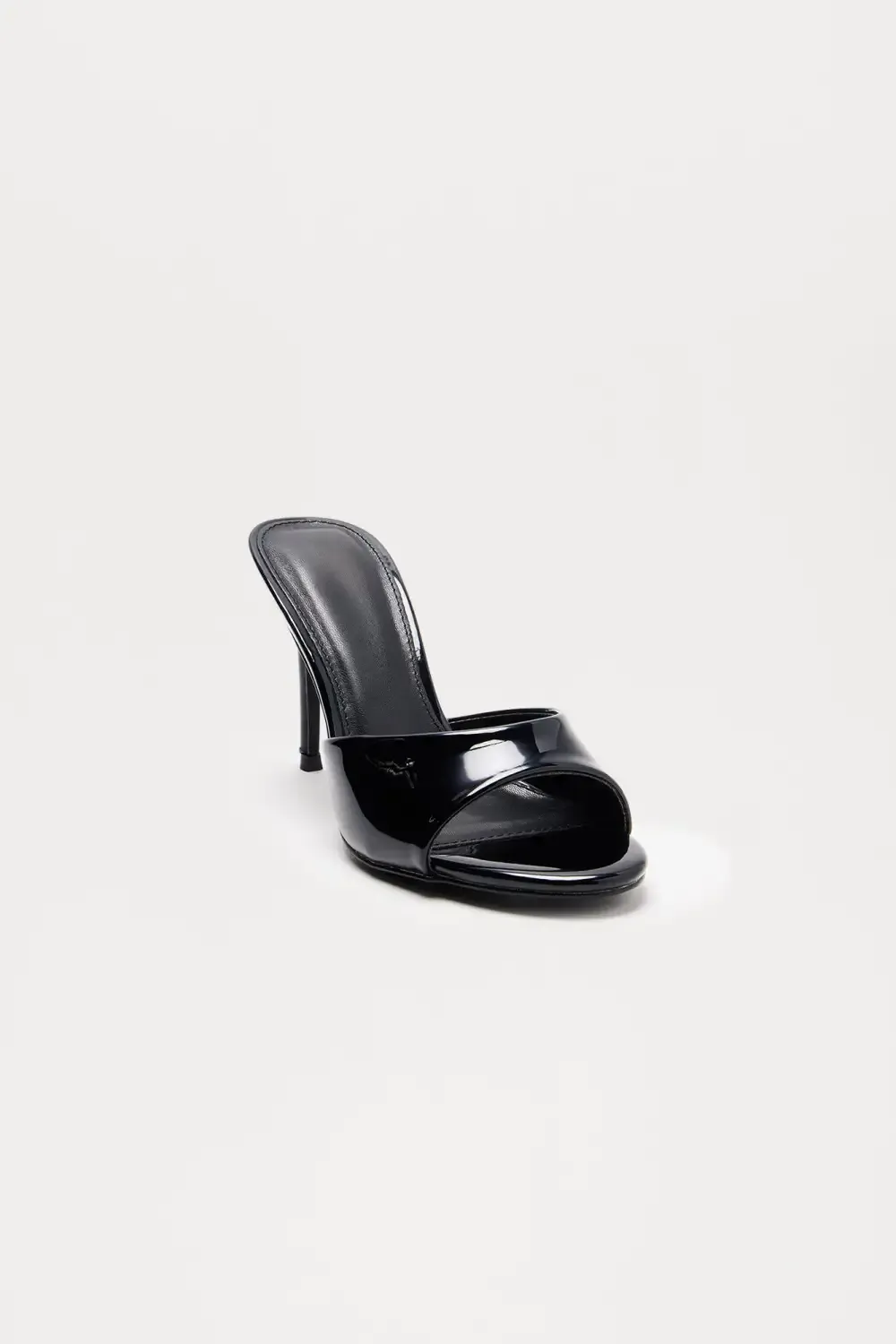 Shanley Faux Patent Stiletto Mules - Black
