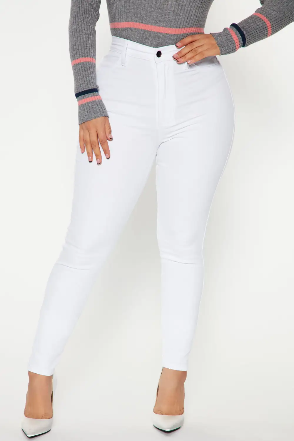 Classic High Waist Skinny Jeans - White