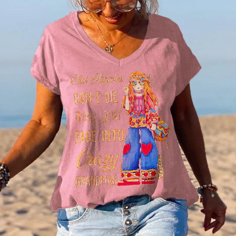 Old Hippies Don't Die Creative Printed Graphic Tees