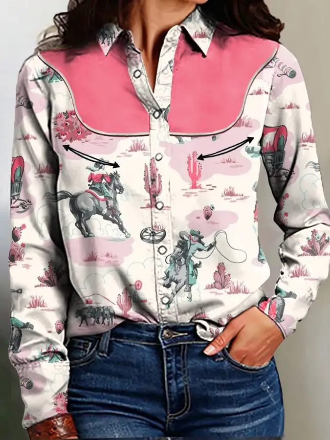 Women's Western Cat Print Shirt