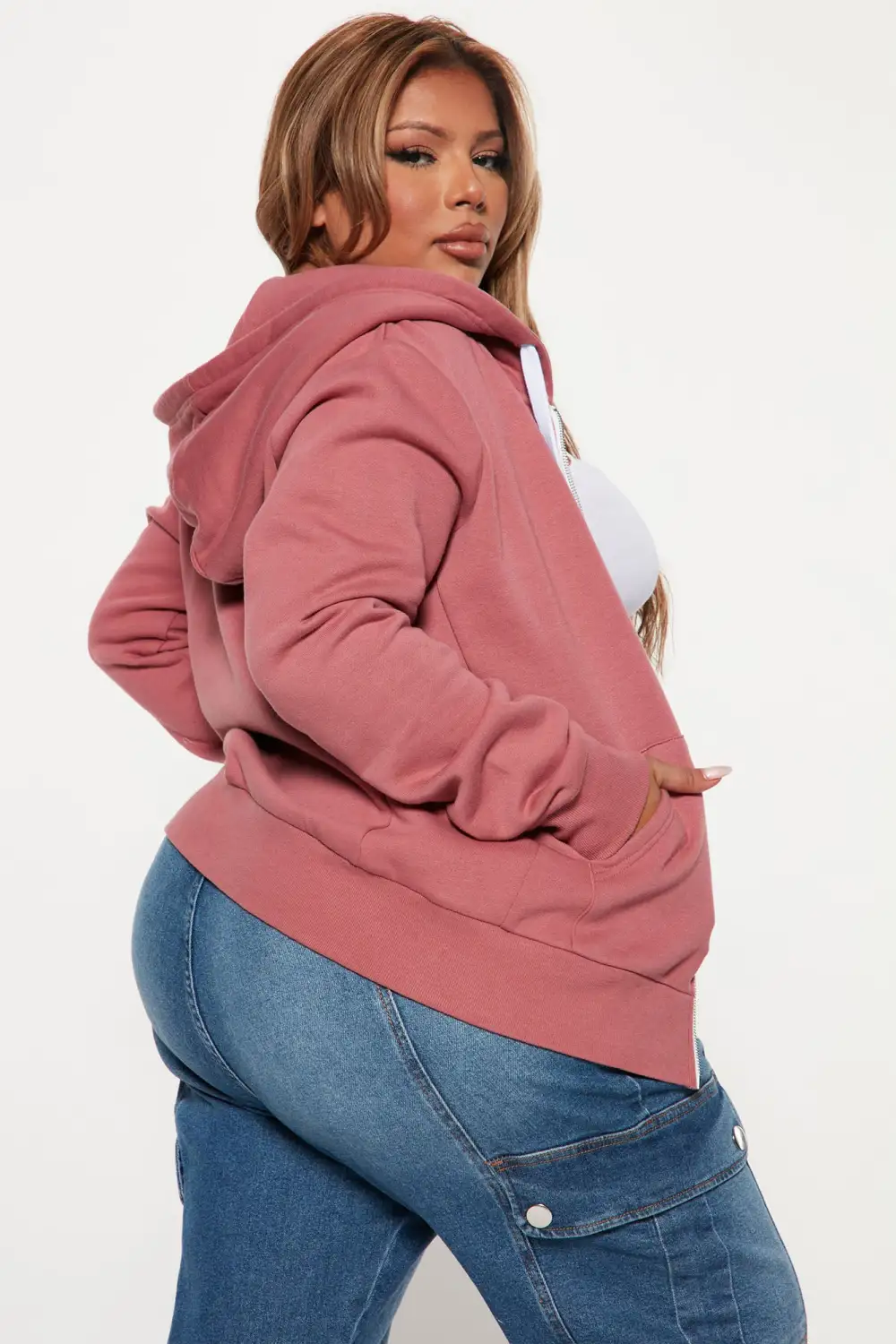 Relaxed Vibe Zip Up Jacket - Pink