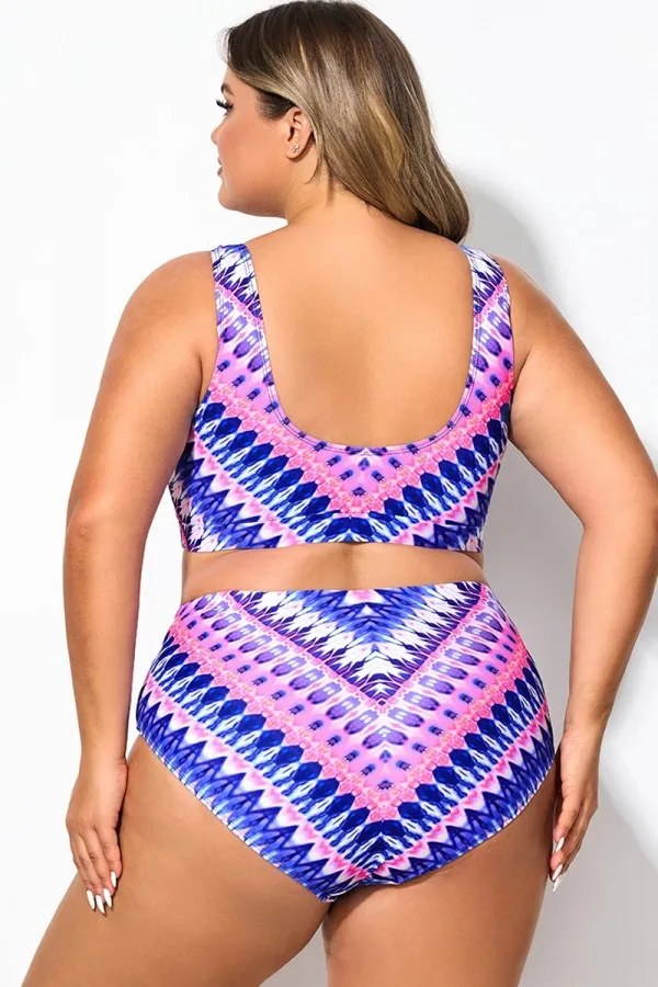 Plus Size Flattering Vibrant Stripe Bikini Top