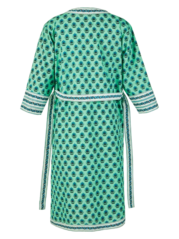 Ella Simone Indigo Dreams Lotus Print Wrap Robe