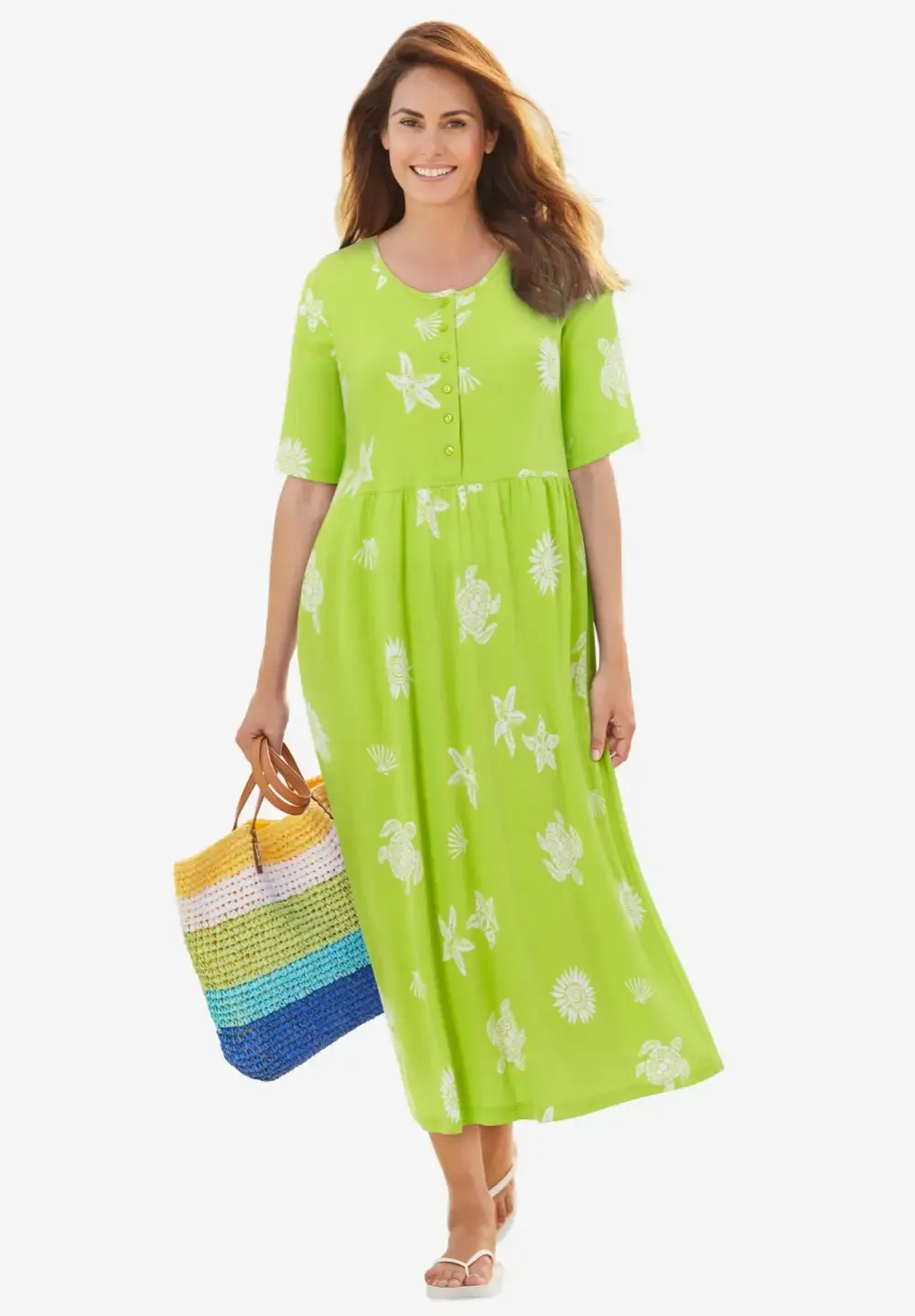 Stamped Empire Waist Dress