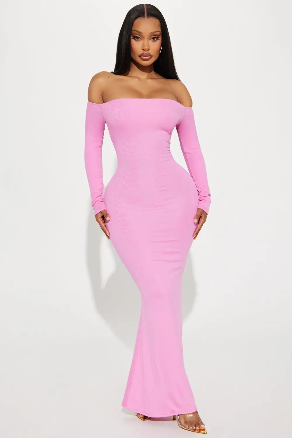 Becky Ribbed Maxi Dress - Pink