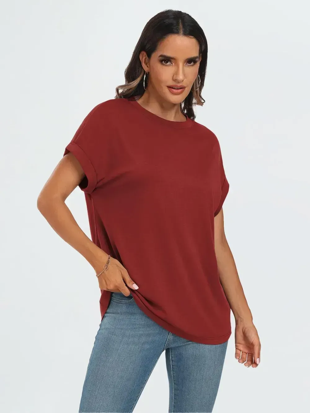 AUTOMET Women Tops Casual Basic T Shirts Loose Fit Crewneck Short Sleeve Summer Outfits