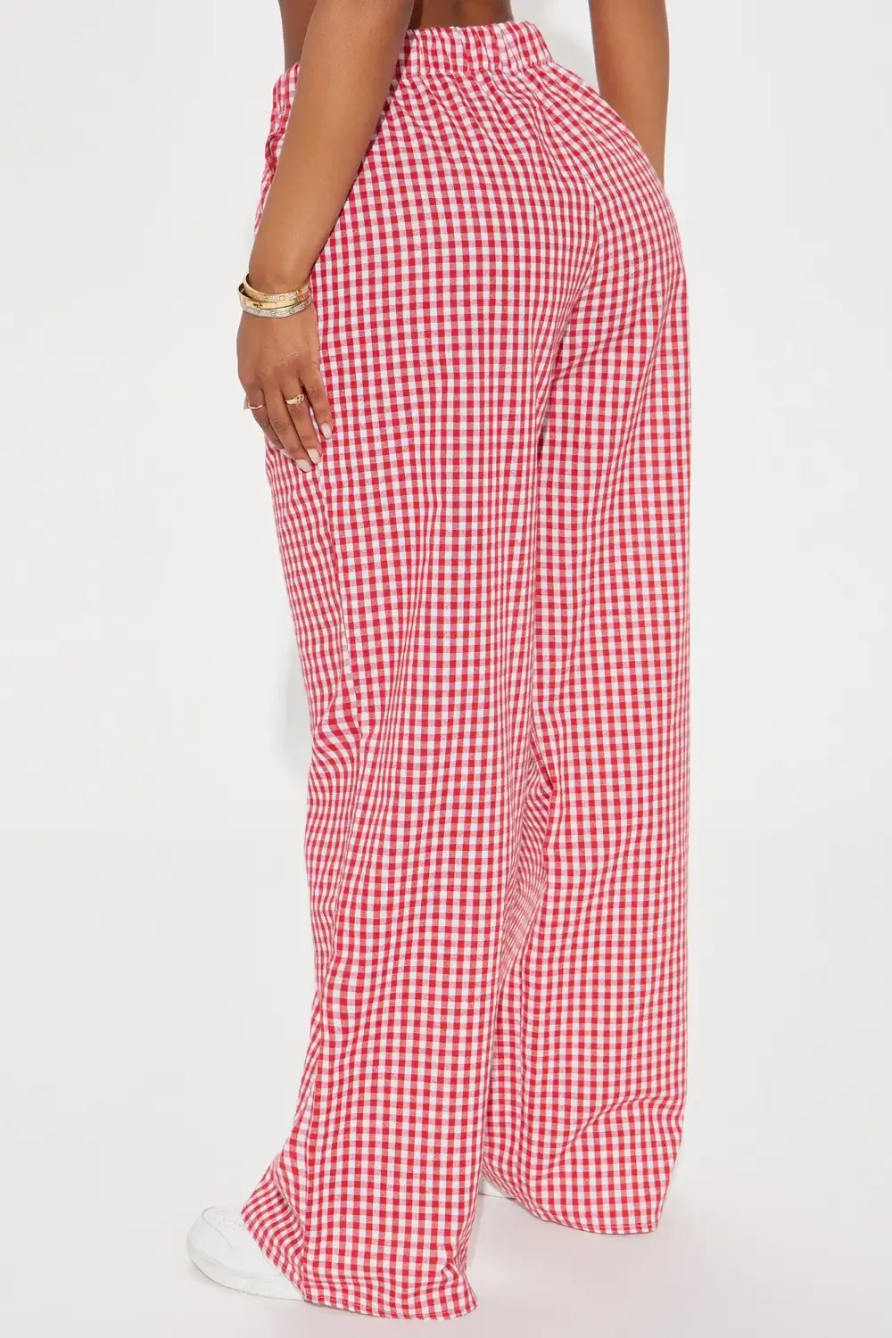 Ava Gingham Wide Leg Pant - Red/combo