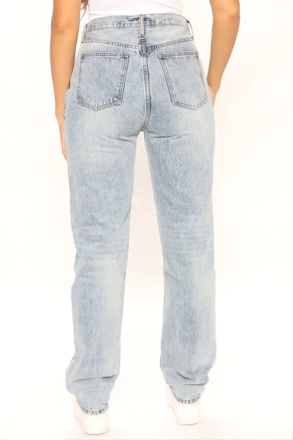 Tall Crossover Straight Leg Jeans - Light Blue Wash