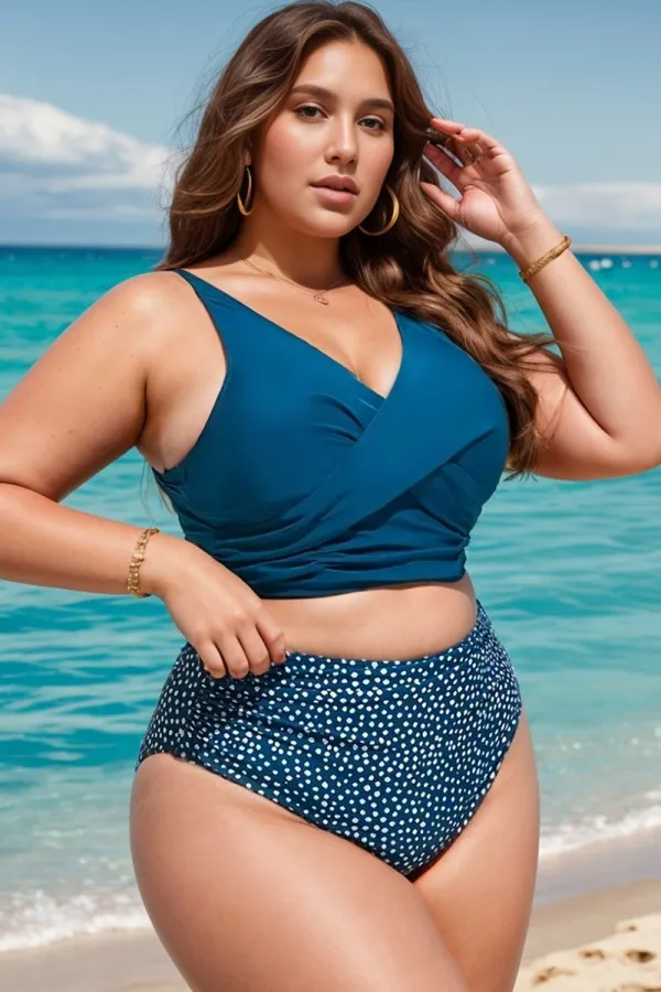 Blue Cross Front Wrap Mesh Bikini Top