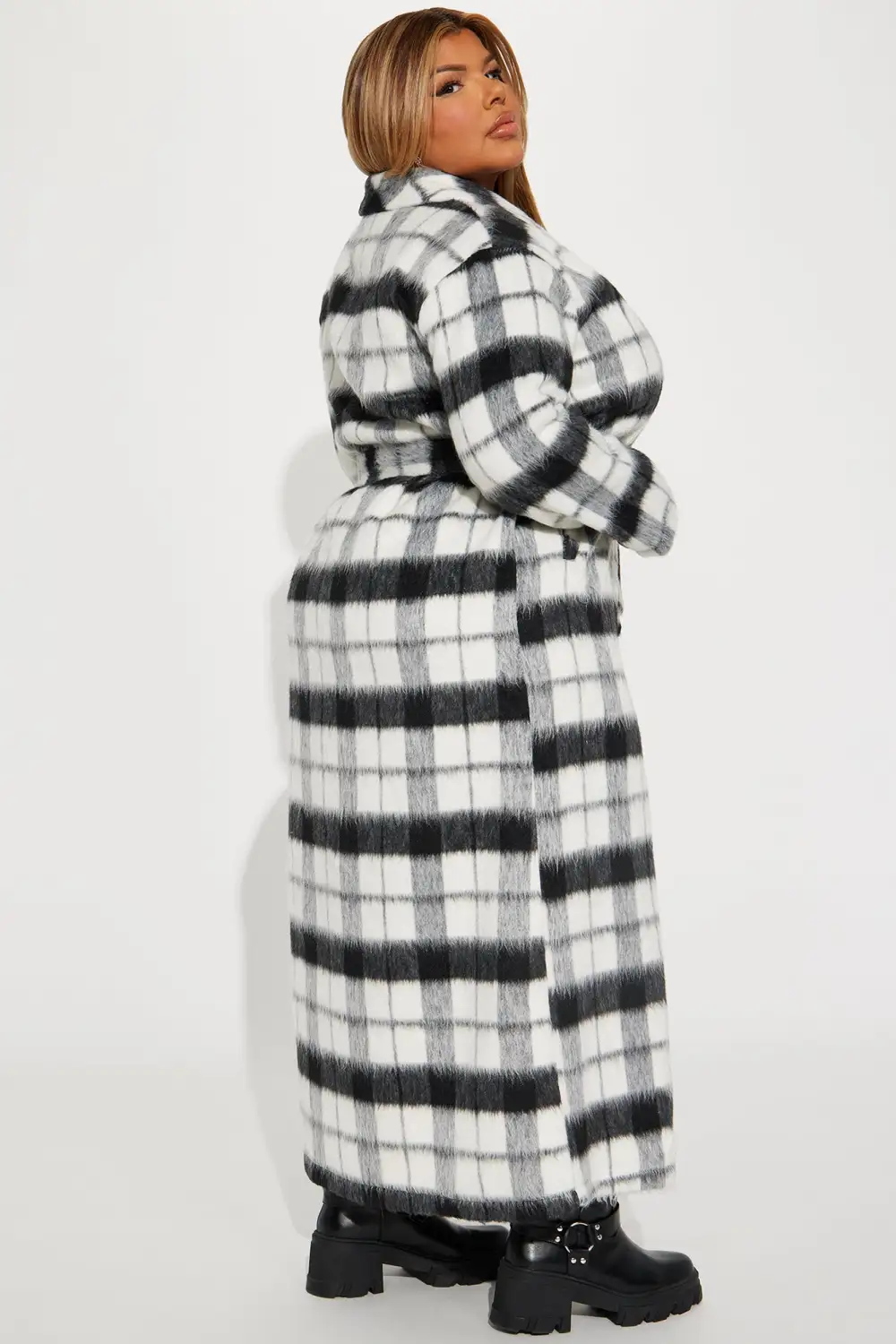 Scarlett Faux Wool Trench - Black/combo