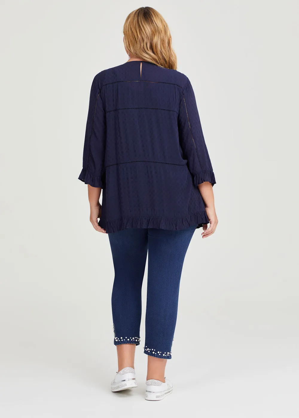 Natural Dobby Frill Top
