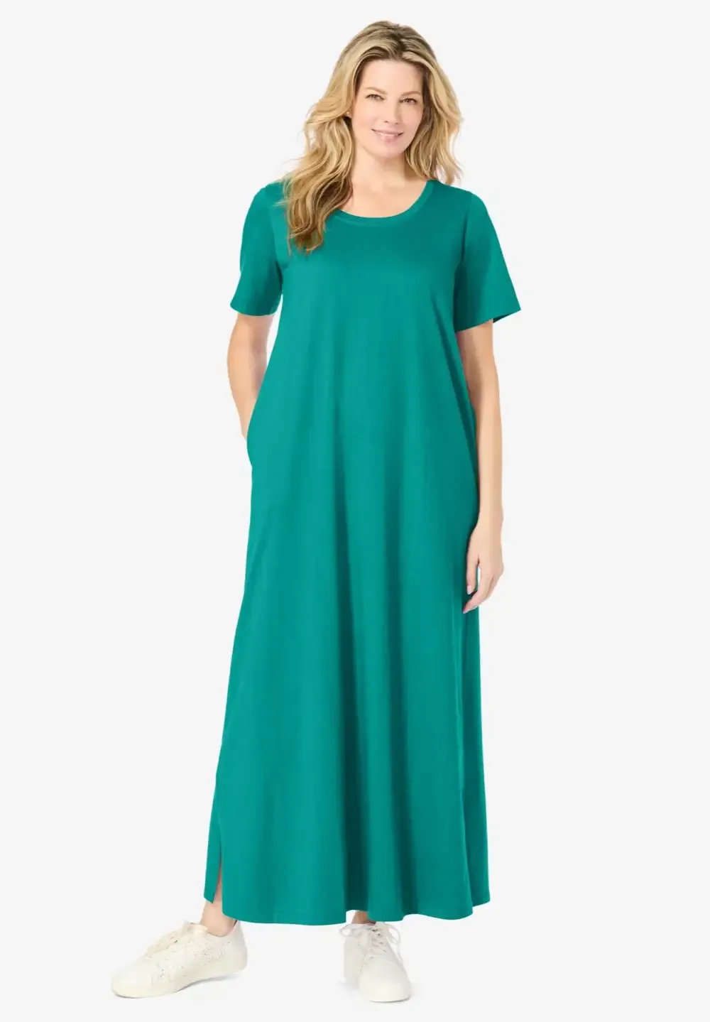 Perfect Short-Sleeve Scoopneck Maxi Tee Dress