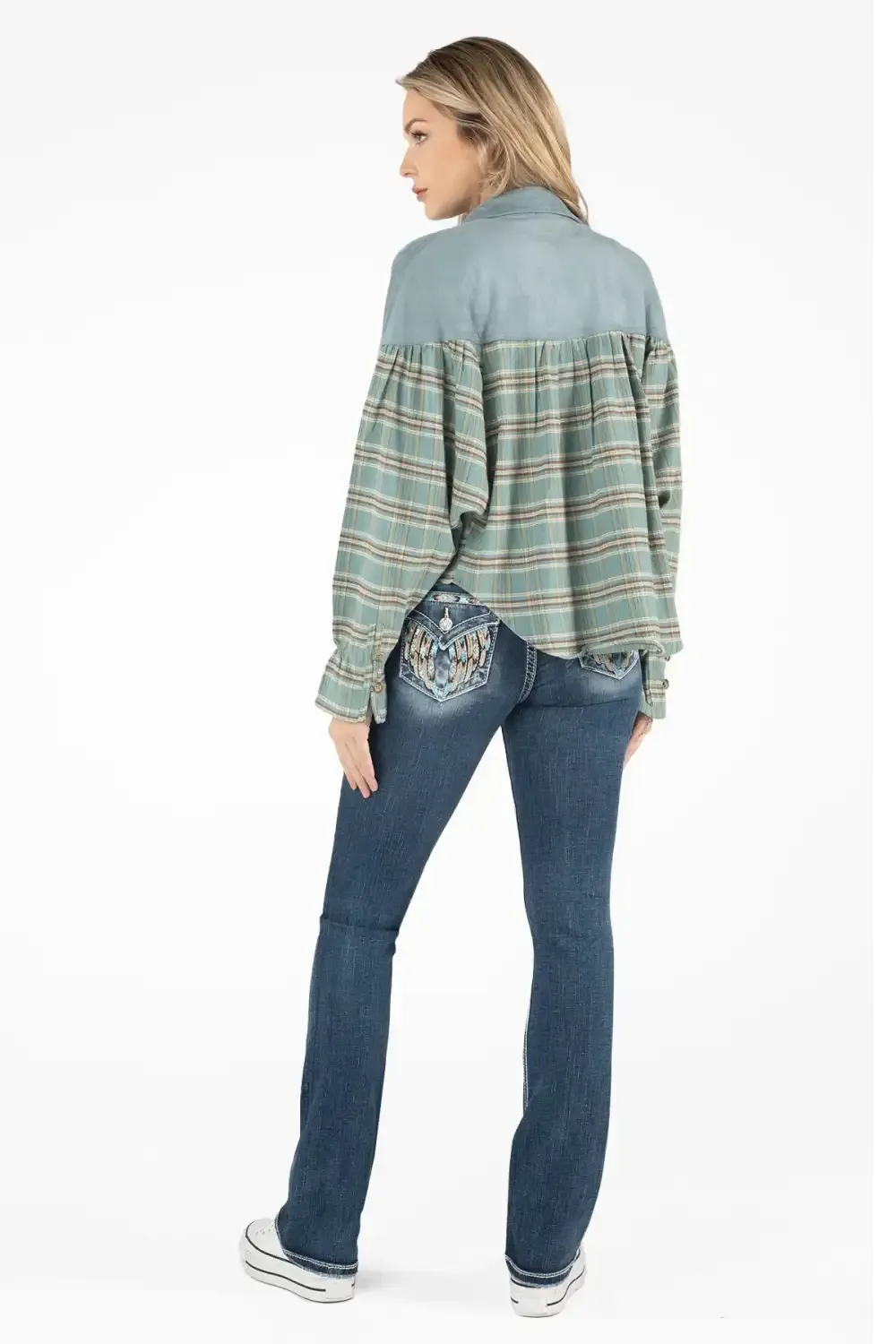 Dolman Plaid Button Up Shirt