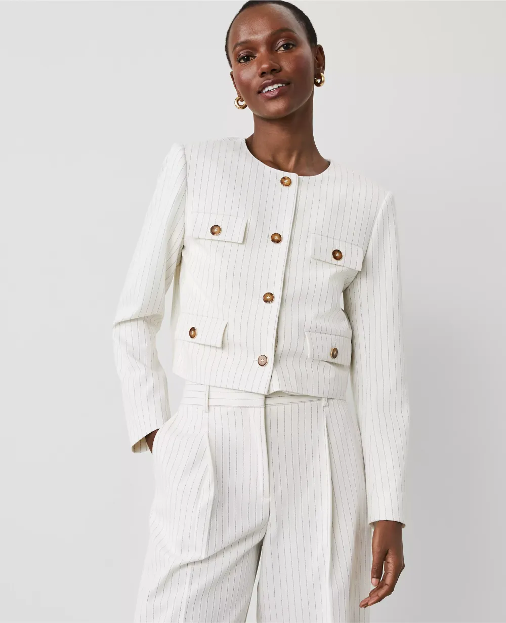 Pinstripe Crew Neck Jacket