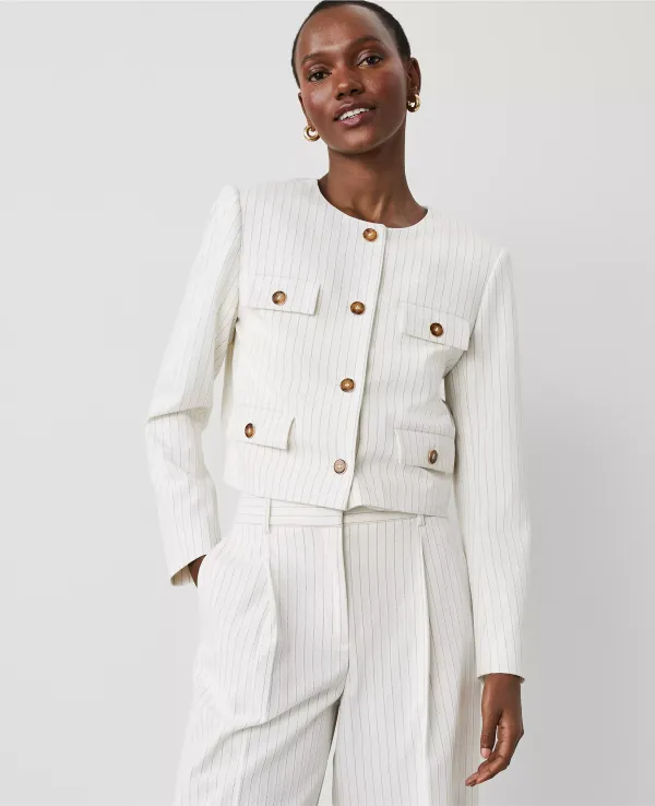 Pinstripe Crew Neck Jacket