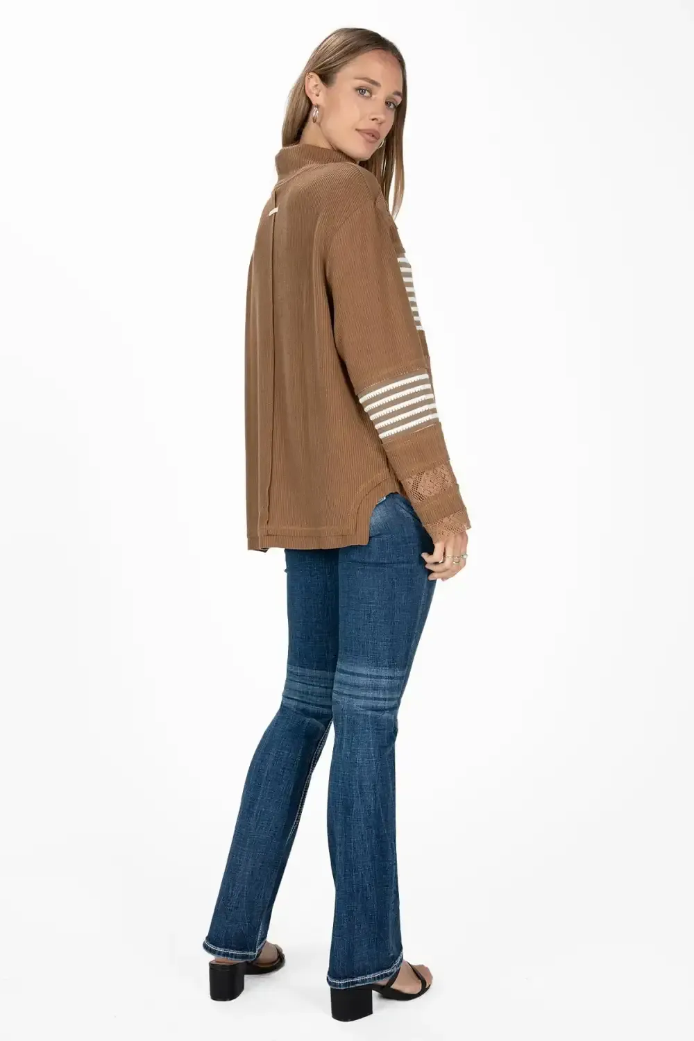 Lace & Stripes Long Sleeve Top