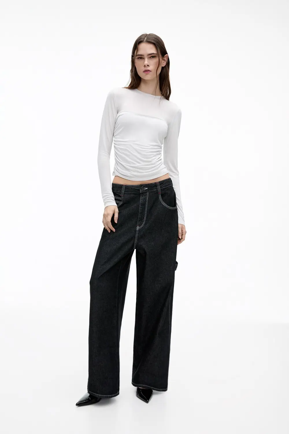 Long sleeve draped T-shirt