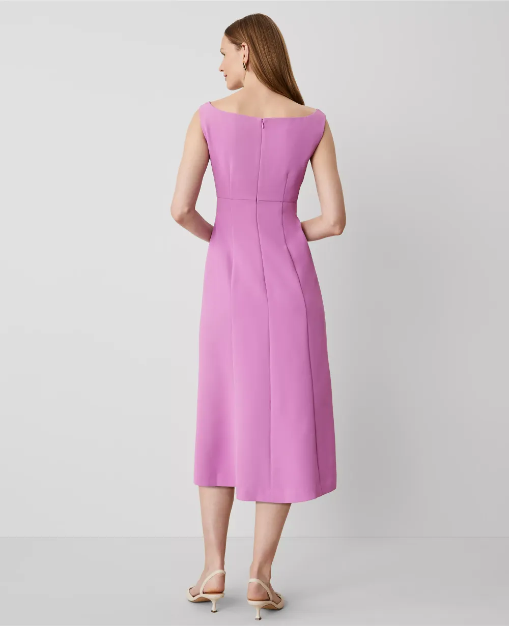 The Seamed Flare Dress in Fluid Crepe