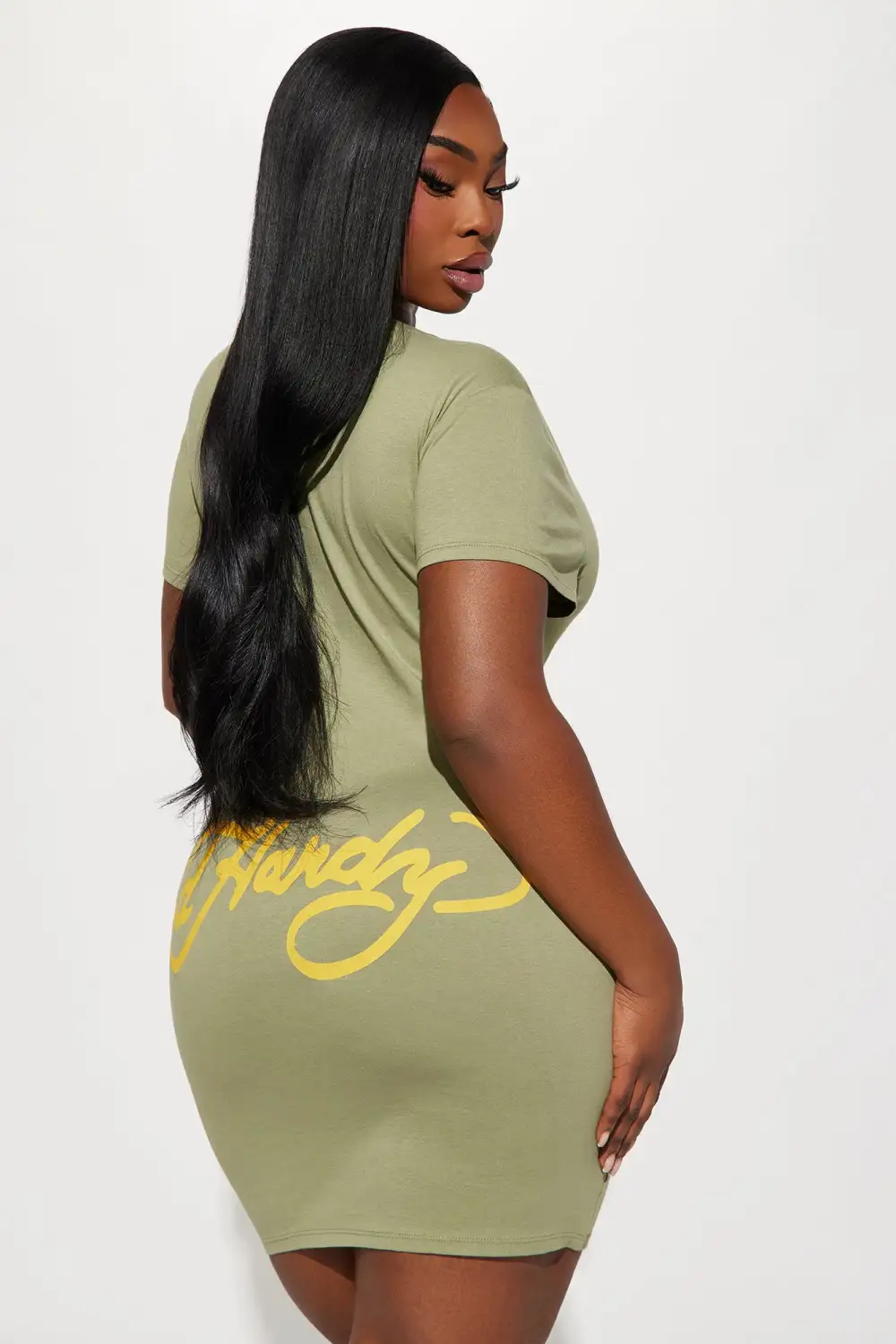 Ed Hardy Skull T Shirt Mini Dress - Olive