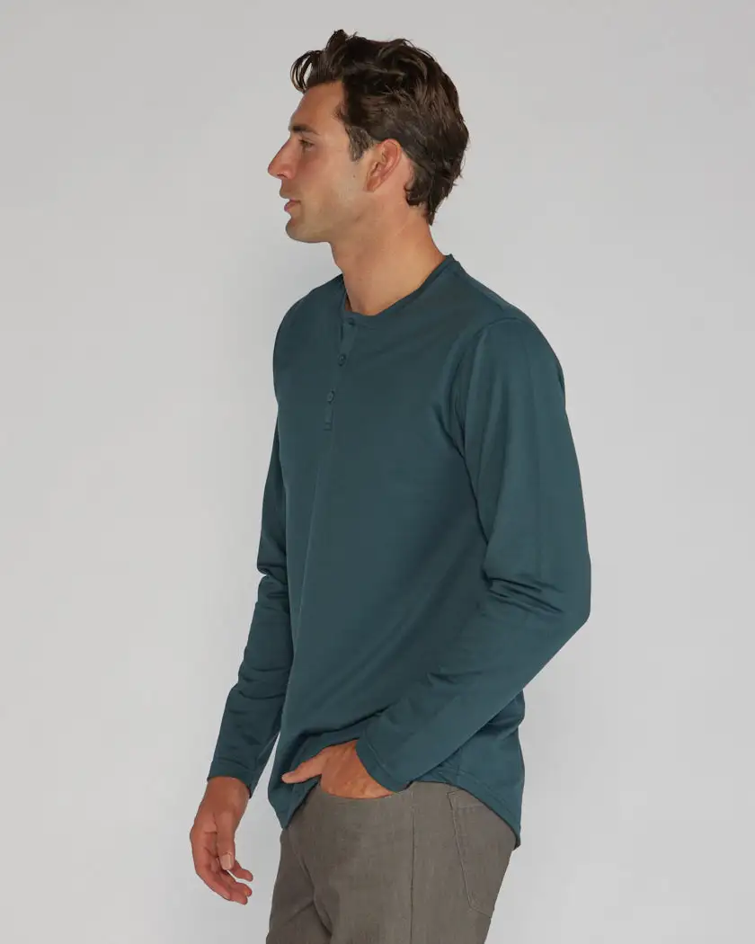 Henley Drop-Cut Long Sleeve: Lux