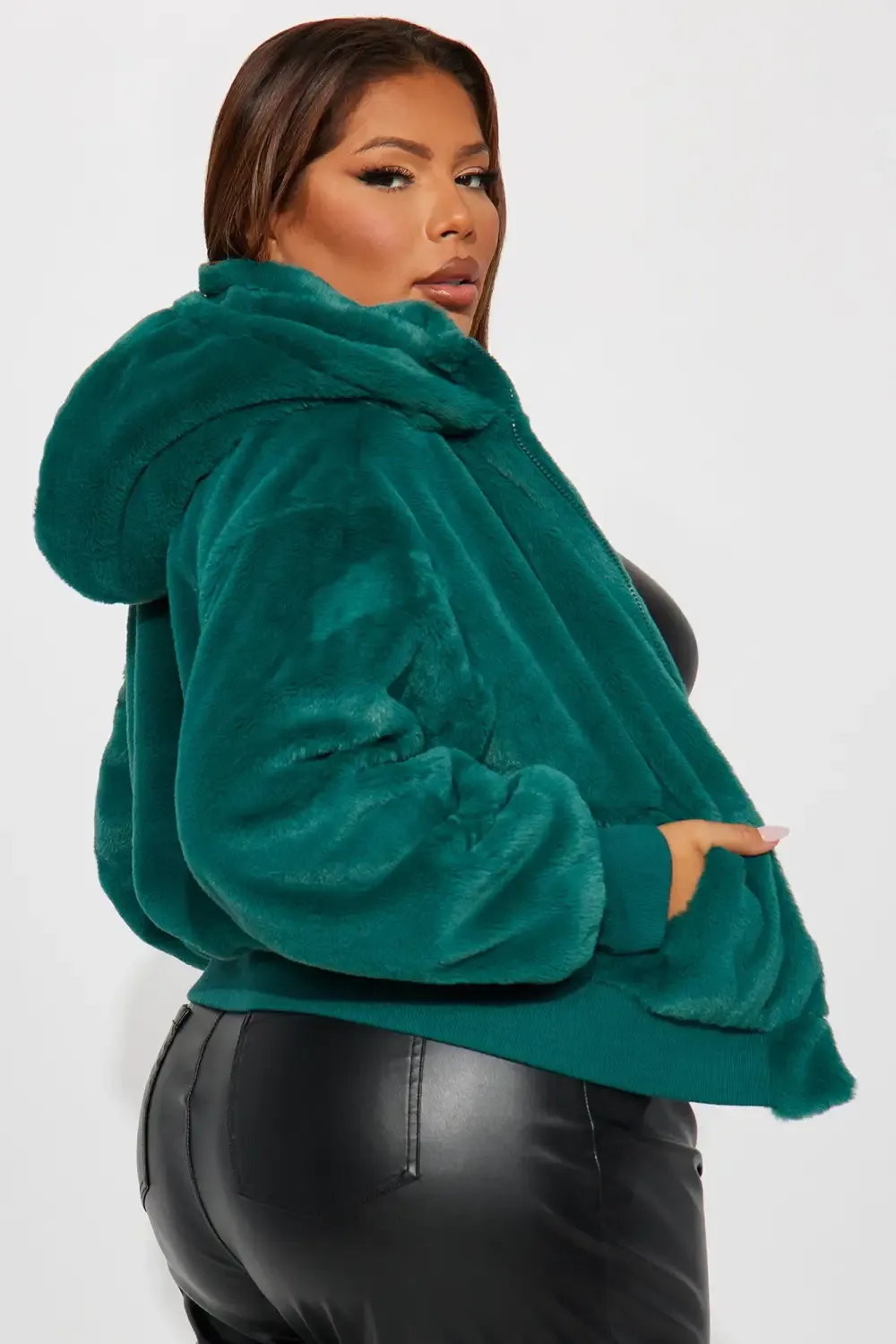 Warm Cuddles Faux Fur Jacket - Emerald