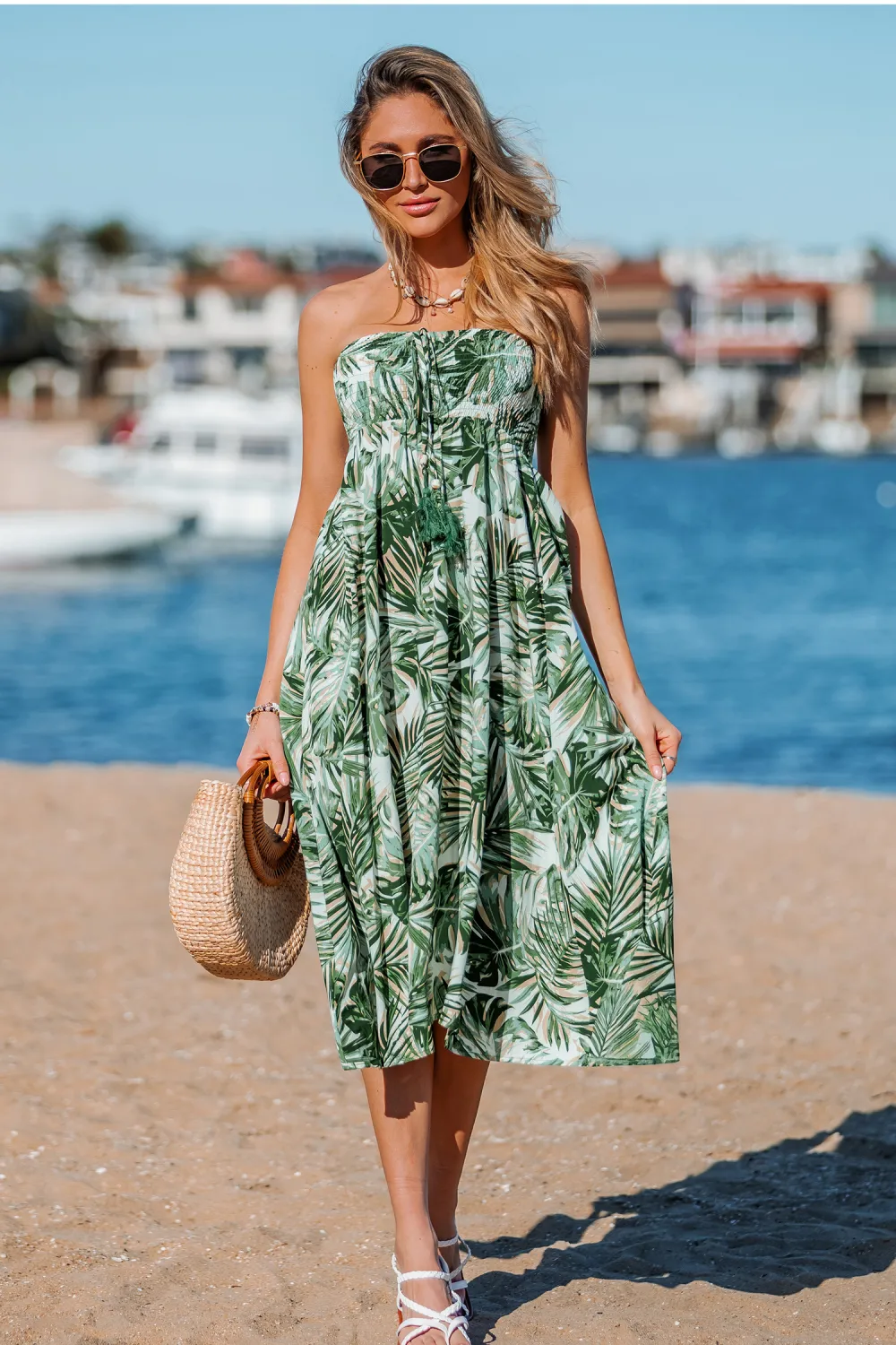 Palms in the Wind Tropical Cover-Up Midi Skirt