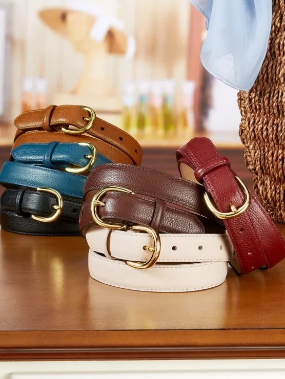 Women's Pebble-Grain Leather Dress Belt