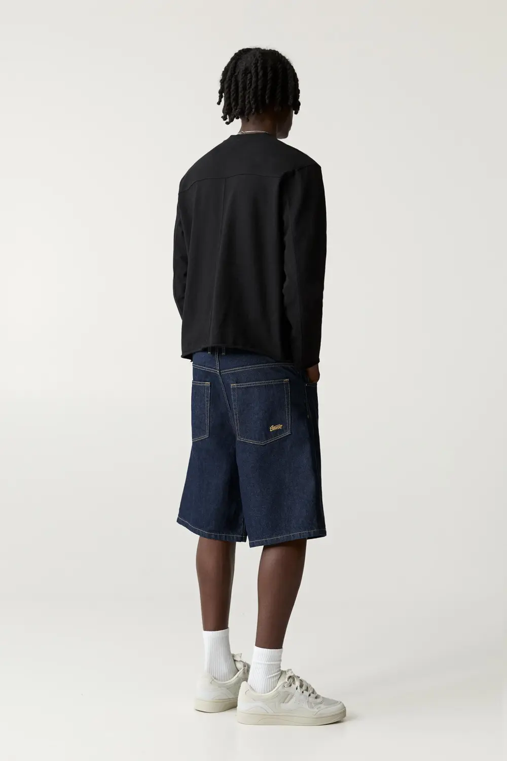 Baggy denim Bermuda shorts